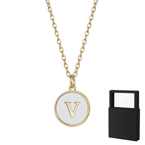 YUANHUYUOU Initialen-Halsketten für Frauen, Buchstaben-Charm-Halskette, personalisierte Namensketten, trendiger Schmuck (V) von YUANHUYUOU