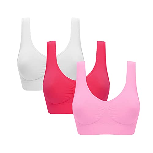 YUANJULI Damen-BH ohne Bügel nahtlos 3er Set Wohlfühl Bustiers Tops Sport-BHS für Damen Bügelloser Soft Bra Schlaf Still Sport Büstier in vielen Farben Wohlfühl-SetSchalMehrfarbig F, XL von YUANJULI