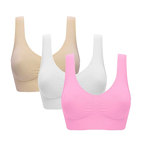 YUANJULI Damen-BH ohne Bügel nahtlos 3er Set Wohlfühl Bustiers Tops Sport-BHS für Damen Bügelloser Soft Bra Schlaf Still Sport Büstier in vielen Farben Wohlfühl-SetSchalMehrfarbig I, 6XL von YUANJULI