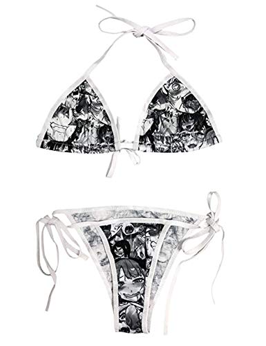 YUANMO Ahegao Gesicht String Bikini Lolita Japanische Manga Sexy Dessous Anime BH und String Set (Grau, One Size) YUANMO Ahegao Gesicht String Bikini Lolita Japanische Manga Sexy Dessous Anime BH und String Set (Grau, One Size) von YUANMO