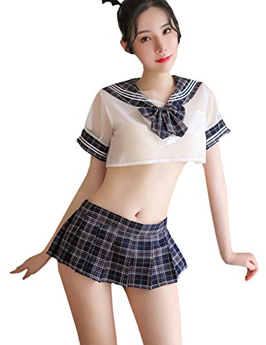 YUANMO Sexy Cosplay Schulmädchen Kostüm Dessous Set Minirock von YUANMO