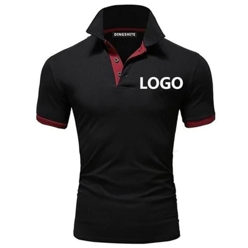Personalisierte Poloshirts Männer Fügen Sie Ihr Logo/Text Hinzu DIY Benutzerdefiniertes Sommer-T-Shirt Mode Herren Kurzarm T-Shirts Color1,3XL von YUANOU