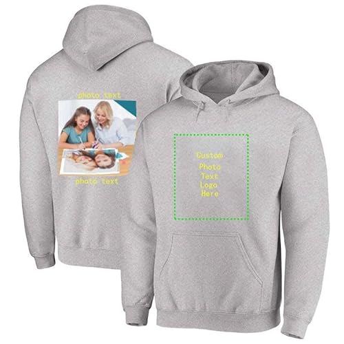 YUANOU Entwerfen Sie Ihre Eigene Personalisierte Hoodie Sweatshirt mit Foto Text Oversize 4XL 5XL, DIY Benutzerdefinierte Pullover, Geburtstags-Muttertagsgeschenk Grey,XXL YUANOU Entwerfen Sie Ihre Eigene Personalisierte Hoodie Sweatshirt mit Foto Text Oversize 4XL 5XL, DIY Benutzerdefinierte Pullover, Geburtstags-Muttertagsgeschenk Grey,XXL von YUANOU