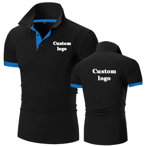 YUANOU Personalisieren Sie Ihr Logo Poloshirt Männer Sommer Casual Personalisierte Kurzarm Poloshirts DIY Druck Herren Personalisiertes Design Tops Color2,L von YUANOU
