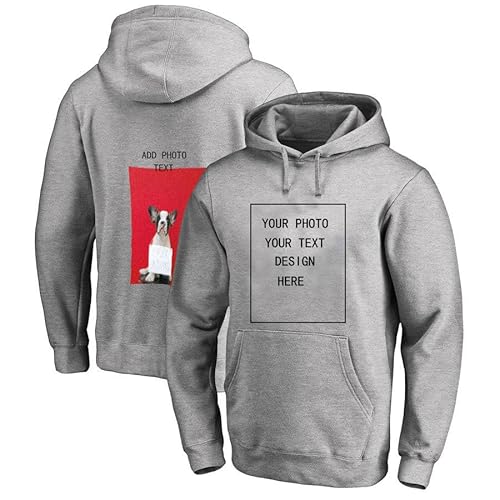 YUANOU Personalisierte Hoodies Geschenke, Individueller Hoodie Entwerfen Sie Ihren Eigenen Pullover – Personalisierte Sweatshirts Herren Damen Indem Sie Ihr Foto und Ihren Text Hinzufügen Grey,M von YUANOU