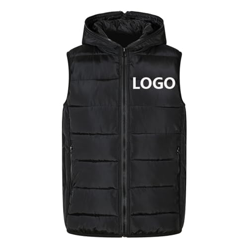 YUANOU Personalisierte Kapuzenweste Männer Benutzerdefiniert Ihr Logo Herbst Winter DIY Daunenweste Ärmellose Reißverschlussweste Team Benutzerdefinierte Kleidung color2,XL von YUANOU