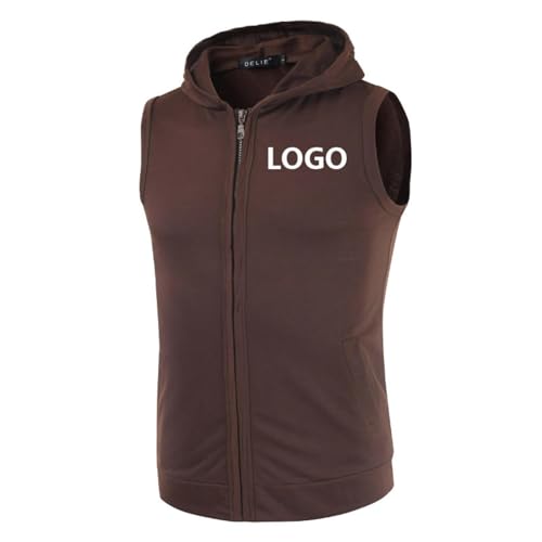 YUANOU Personalisierte Weste Männer Passen Sie Ihr Logo An Strickjacke mit Kapuze Dünne Weste Sommer Ärmellose Weste für Männer DIY-Reißverschlussweste Color3,M von YUANOU