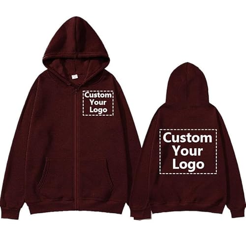 YUANOU Personalisierter Kapuzenpullover Männer Frauen Passen Sie Ihr Eigenes Design Reißverschluss Jacke Mantel Unisex DIY Kapuzen Sweatshirt color8,XXL von YUANOU