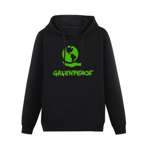 YUANROU Greenpeace Green Peace Symbol Hoodies Long Sleeve Pullover Loose Hoody Sweatershirt Black 3XL von YUANROU