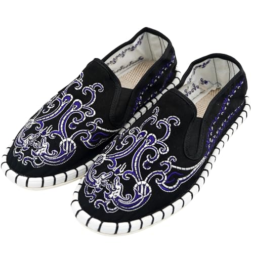 YUANSOME Tai Chi Schuhe mit 12 Bestickten Designs | Traditionelle Peking Atemschuhe für Kampfkunst Alltag | Unisex Kung Fu Schuhe mit Gummisohle | Chinesische Muster Bequem (Blau-Weiß-Porzellan,39) von YUANSOME