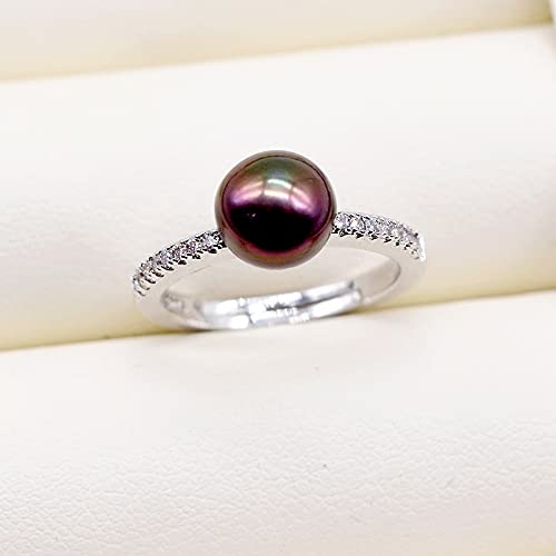 YUANYIRAN Ring Für Damen Perlen Einstellbar - 8-9Mm Natürliche Süßwasserperle Offene Bandringe, S925 Handgefertigter Edelschmuck Geschenk Für Weihnachten Verlobung Geburtstag Trendgeschenk,Schwarz YUANYIRAN Ring Für Damen Perlen Einstellbar - 8-9Mm Natürliche Süßwasserperle Offene Bandringe, S925 Handgefertigter Edelschmuck Geschenk Für Weihnachten Verlobung Geburtstag Trendgeschenk,Schwarz von YUANYIRAN