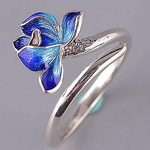 YUANYIRAN Ring Für Frauen Einstellbar - Blaue Blumen Heller Charme Übertriebene Form Nische Offene Bandringe,Öffnung S925 Handgemachtes Edles Schmuckgeschenk Für Weihnachtsgeburtstag YUANYIRAN Ring Für Frauen Einstellbar - Blaue Blumen Heller Charme Übertriebene Form Nische Offene Bandringe,Öffnung S925 Handgemachtes Edles Schmuckgeschenk Für Weihnachtsgeburtstag von YUANYIRAN
