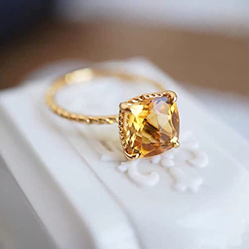 YUANYIRAN Verstellbarer Ring Im Chinesischen Stil - Dreidimensional Eingelegter Citrin-Quadrat-Charme-Damenring, Retro-Handwerks-Frauenschmuck Geschenk Für Weihnachten Mädchen Geburtstag von YUANYIRAN
