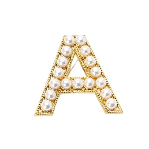 Buchstaben Brosche für Damen, modisch, 26 Buchstaben A–Z, Gold/Silber, für Herren, Damen, Alphabet-Brosche (A) von YUANYUYING