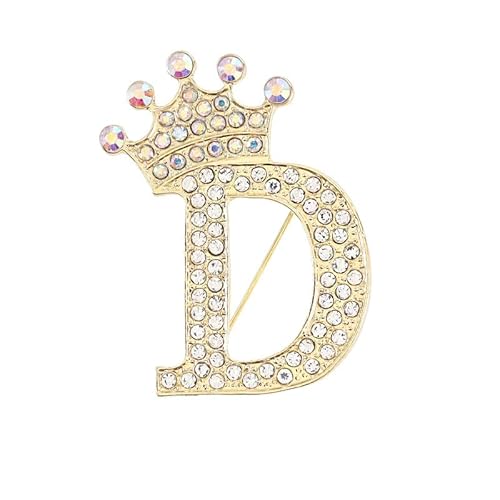 Buchstaben Brosche für Damen, modisch, 26 Buchstaben A–Z, Gold/Silber, für Herren, Damen, Alphabet-Brosche (D) von YUANYUYING