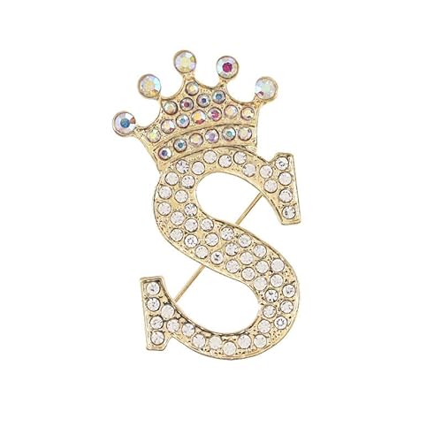 Buchstaben Brosche für Damen, modisch, 26 Buchstaben A–Z, Gold/Silber, für Herren, Damen, Alphabet-Brosche (S) von YUANYUYING