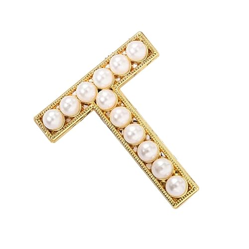 Buchstaben Brosche für Damen, modisch, 26 Buchstaben A–Z, Gold/Silber, für Herren, Damen, Alphabet-Brosche (T) von YUANYUYING