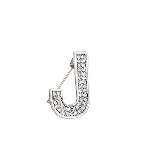 Dekorative Brosche, Kristallperlen, Initialen, vergoldet, emailliert, bunte Buchstaben, Alphabet, Brosche, Schmuck als Geschenk (J) von YUANYUYING
