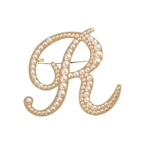 Dekorative Brosche, Kristallperlen, Initialen, vergoldet, emailliert, bunte Buchstaben, Alphabet, Brosche, Schmuck als Geschenk (R) von YUANYUYING