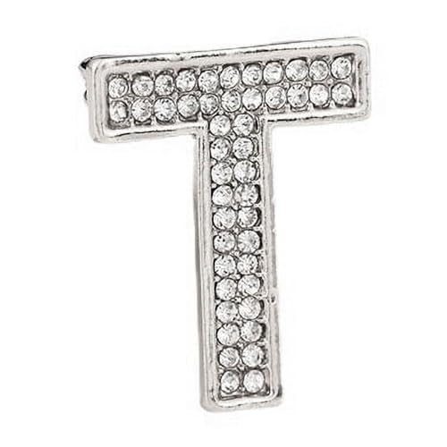 Dekorative Brosche, Kristallperlen, Initialen, vergoldet, emailliert, bunte Buchstaben, Alphabet, Brosche, Schmuck als Geschenk (T) von YUANYUYING