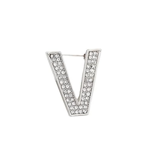 Dekorative Brosche, Kristallperlen, Initialen, vergoldet, emailliert, bunte Buchstaben, Alphabet, Brosche, Schmuck als Geschenk (V) von YUANYUYING