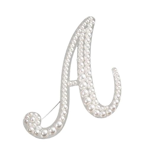 Namens Brosche, Perlen, Initialen, Kristall, A–Z, 26 Buchstaben, Brosche, Schmuck für Damen (A) von YUANYUYING