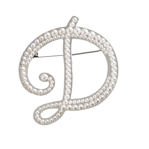 Namens Brosche, Perlen, Initialen, Kristall, A–Z, 26 Buchstaben, Brosche, Schmuck für Damen (D) von YUANYUYING