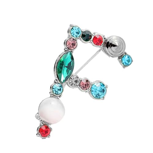 Namens Brosche, Perlen, Initialen, Kristall, A–Z, 26 Buchstaben, Brosche, Schmuck für Damen (F) von YUANYUYING