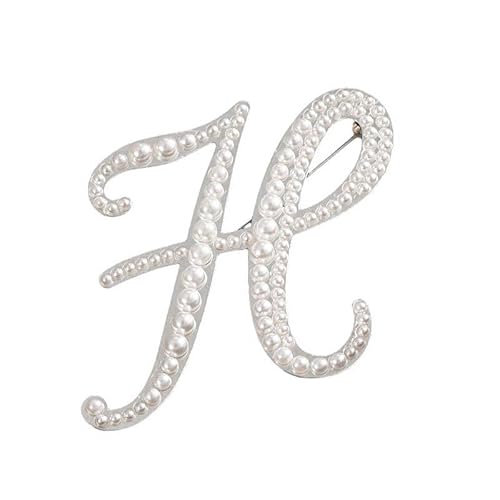 Namens Brosche, Perlen, Initialen, Kristall, A–Z, 26 Buchstaben, Brosche, Schmuck für Damen (H) von YUANYUYING