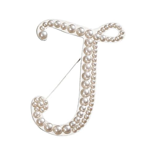 Namens Brosche, Perlen, Initialen, Kristall, A–Z, 26 Buchstaben, Brosche, Schmuck für Damen (J) von YUANYUYING