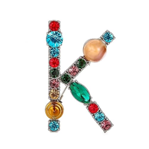 Namens Brosche, Perlen, Initialen, Kristall, A–Z, 26 Buchstaben, Brosche, Schmuck für Damen (K) von YUANYUYING
