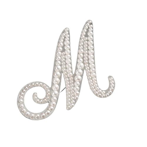 Namens Brosche, Perlen, Initialen, Kristall, A–Z, 26 Buchstaben, Brosche, Schmuck für Damen (M) von YUANYUYING