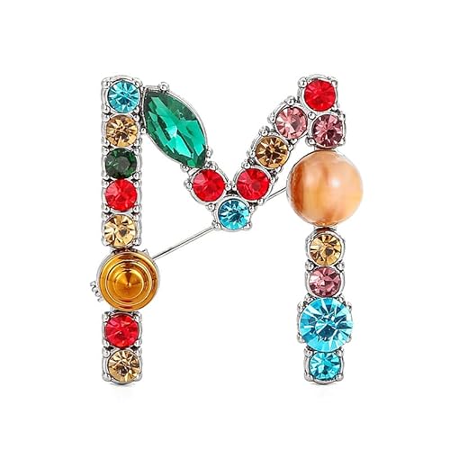 Namens Brosche, Perlen, Initialen, Kristall, A–Z, 26 Buchstaben, Brosche, Schmuck für Damen (M) von YUANYUYING
