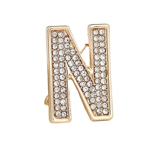 Namens Brosche, Perlen, Initialen, Kristall, A–Z, 26 Buchstaben, Brosche, Schmuck für Damen (N) von YUANYUYING