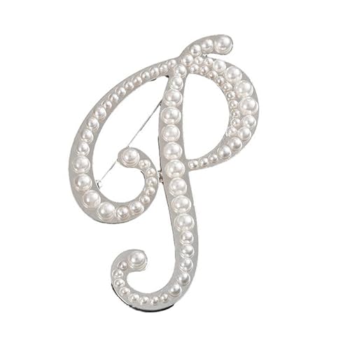 Namens Brosche, Perlen, Initialen, Kristall, A–Z, 26 Buchstaben, Brosche, Schmuck für Damen (P) von YUANYUYING