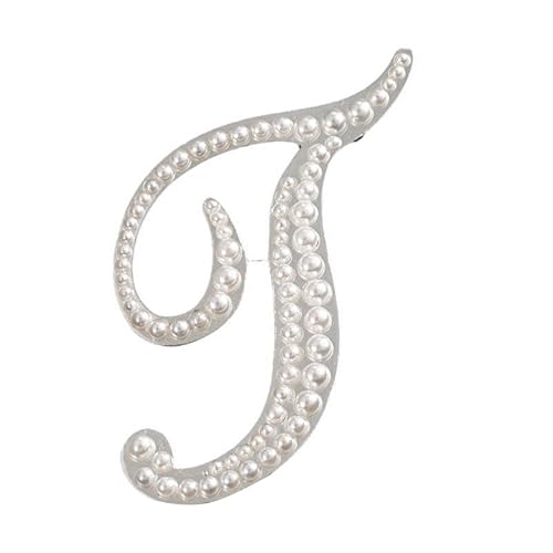 Namens Brosche, Perlen, Initialen, Kristall, A–Z, 26 Buchstaben, Brosche, Schmuck für Damen (T) von YUANYUYING