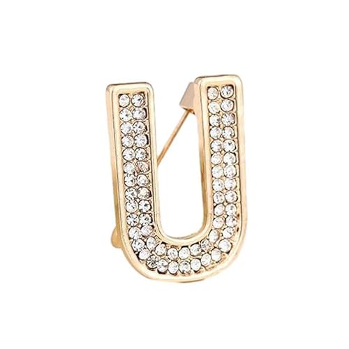 Namens Brosche, Perlen, Initialen, Kristall, A–Z, 26 Buchstaben, Brosche, Schmuck für Damen (U) von YUANYUYING