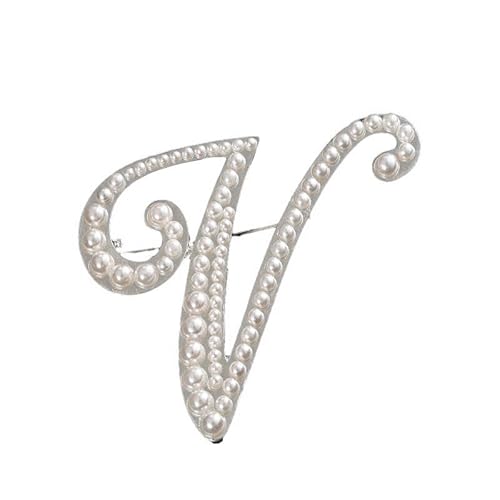 Namens Brosche, Perlen, Initialen, Kristall, A–Z, 26 Buchstaben, Brosche, Schmuck für Damen (V) von YUANYUYING