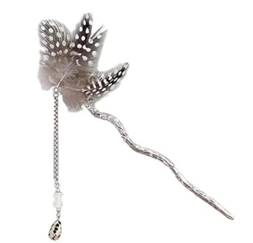 Haarnadel, Haarstäbchen, Haarstäbchen, silberne Haarstäbchen, baumelnde Quasten-Haarstäbchen, elegante Haarnadeln, Punkte, Feder-Essstäbchen, Haare von YUBAOLI