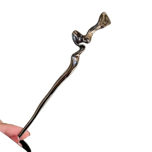 Haarnadel, Haarstäbchen, Haarstäbchen, unregelmäßige, gedrehte, geometrische Haarstäbchen, modische Haarstäbchen aus Metall, elegante Haarnadeln, einfach(Black) von YUBAOLI