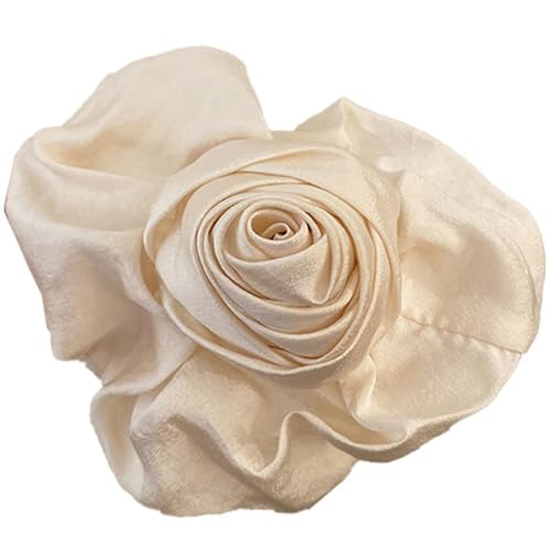 Haarspangen, Haarschmuck for Damen, Haarklammer mit Rosenblüte for formelle Anlässe, lässige Haarspange mit Blumenmuster, Haarspangen, Haarschmuck for Hochzeiten(White) von YUBAOLI