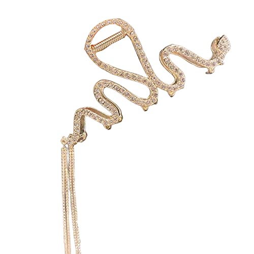 Haarspangen, Haarschmuck for Damen, Haarklammern in Schlangenform, Haarspange mit Quastendekor, Metall, Winter-Kopfbedeckung, Damen-Haarschmuck, Gothic-Haarklammer(Gold) von YUBAOLI