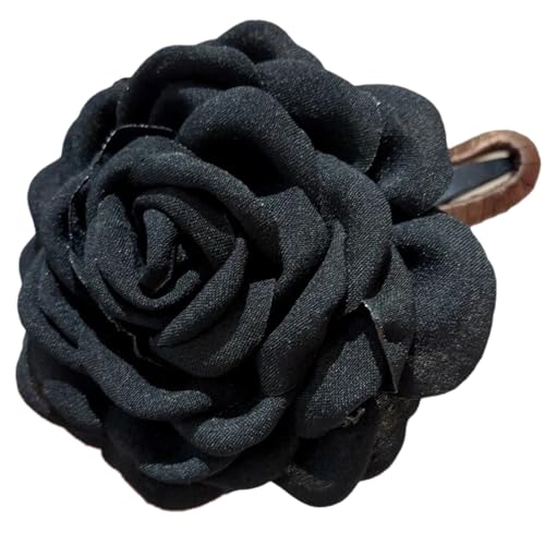 Haarspangen, Haarschmuck for Damen, süße Ballett-Blumen-Haarspange, große Rosen-Haarnadel, Entenschnabel-Haarspange, Haarspangen for Damen, seitliche Ponyfrisuren, Haar-Styling-Tool(Black) von YUBAOLI