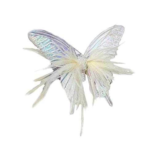 Haarspangen Kralle, Haarschmuck for Frauen, Feder Schmetterling Haarspange Schmetterling Haarnadeln Schmetterling Haarspangen Flauschige Feder Haarspange for Frauen Entenschnabelclip(White) von YUBAOLI