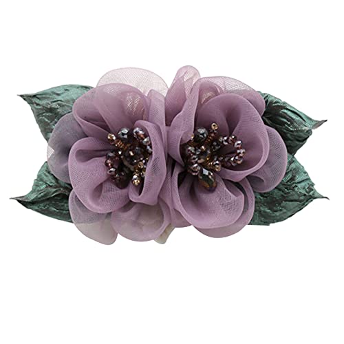 Haarspangen Kralle, Haarschmuck for Frauen, Organza-Blumen-Haarspange for Frauen, elegante Stoffblumen-Haarspange, Haarschmuck, Pferdeschwanzhalter, Haarspangen(PL) von YUBAOLI