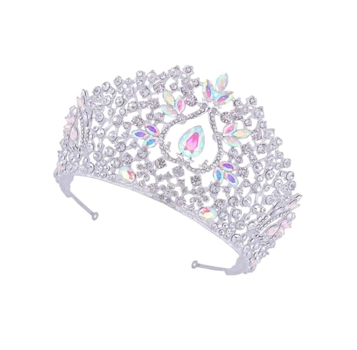 YUBAOLI Hochzeits-Stirnbänder,Kronen-Kopfschmuck,Strass-Zirkon-Krone,Mode-Stirnbänder,Strass-Hochzeits-Tiara,Strass-Barock-Tiara,Perlen-Haar-Accessoires(Silver) von YUBAOLI