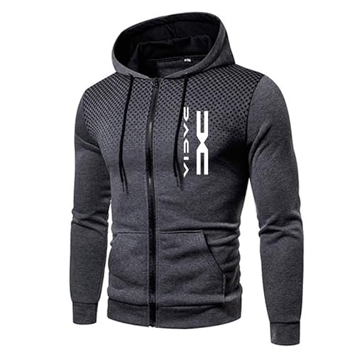YUBEIER Herren Polka Dot Hoodie mit Taschen Da.c_ia Outdoor Casual Zip Cardigan Fleece Sport Jacke (Grey,XXL) von YUBEIER
