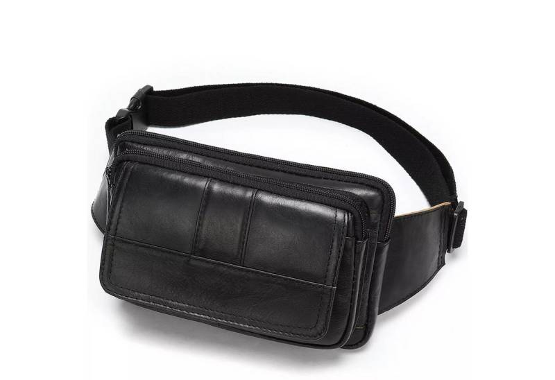 YUBRO-STUDIO Bauchtasche Herren Echtleder Bauchtasche Mehrere Taschen Verstellbarer Gurt von YUBRO-STUDIO