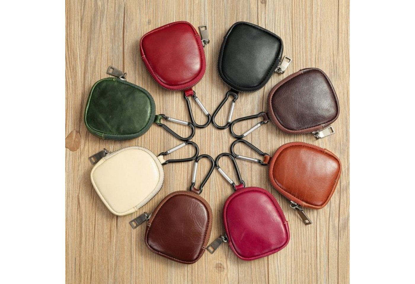 YUBRO-STUDIO Brieftasche Leder Münzgeldbörse Schlüsselanhänger Tasche mit Karabinerclip von YUBRO-STUDIO