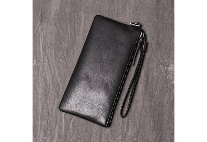 YUBRO-STUDIO Clutch Herren Leder Wristlet Geldbörse Zip Reise Clutch Tasche Minimalistisch von YUBRO-STUDIO